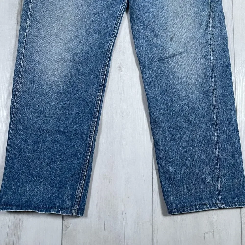 Levis Jeans 501 Premium Mens 36x26* (hemmed) Blue Distressed Buttonfly VTG